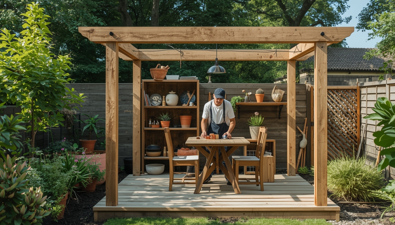 Craftsman repairing furniture frame structure