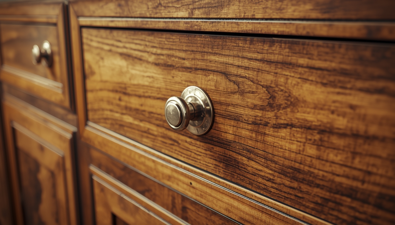 Close-up of furniture hardware being replaced